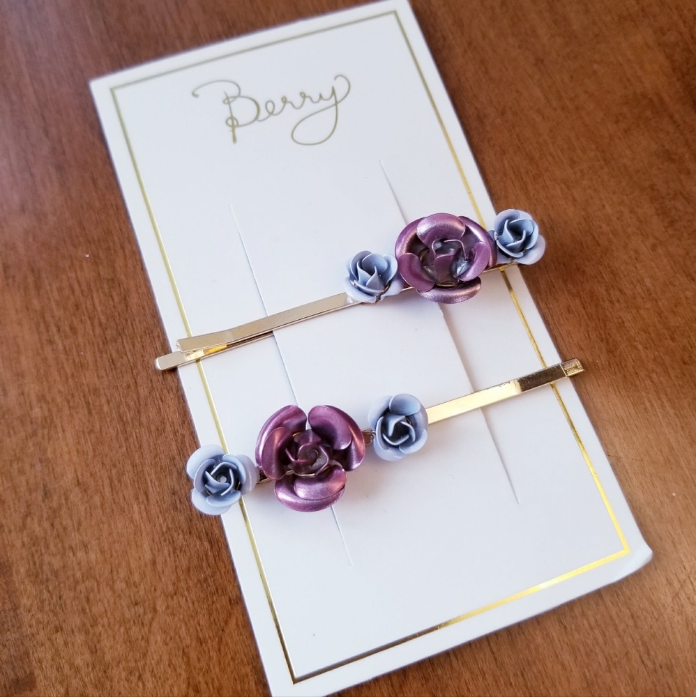 BERRY Floral Hair Pins